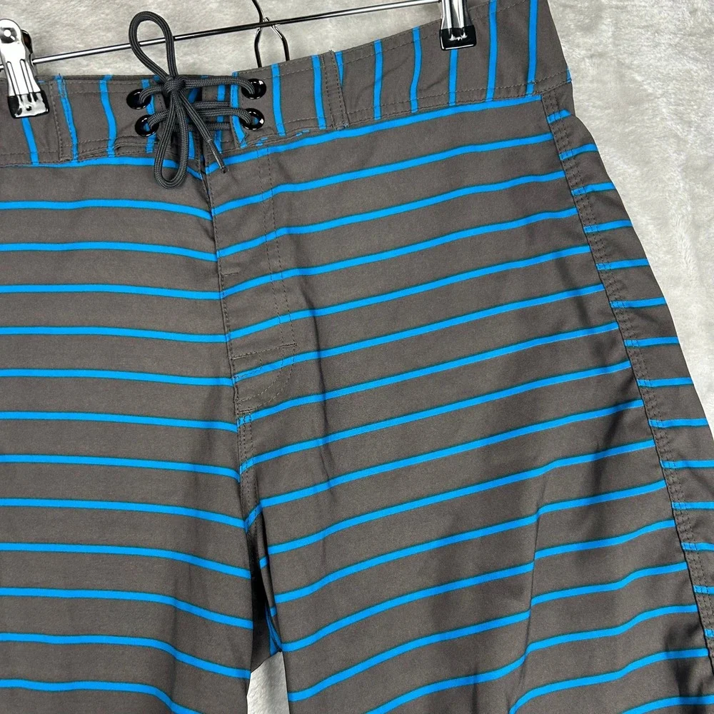 The North Face Mens Swim Trunks Board Shorts Striped Blue Gray‎ Size 34